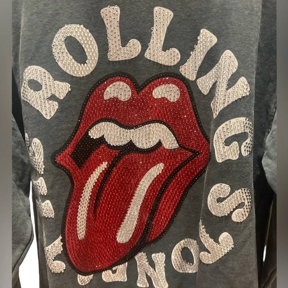 Zara gray Rolling Stones kids sweater encrusted garment size 6-7 - Picture 6 of 7